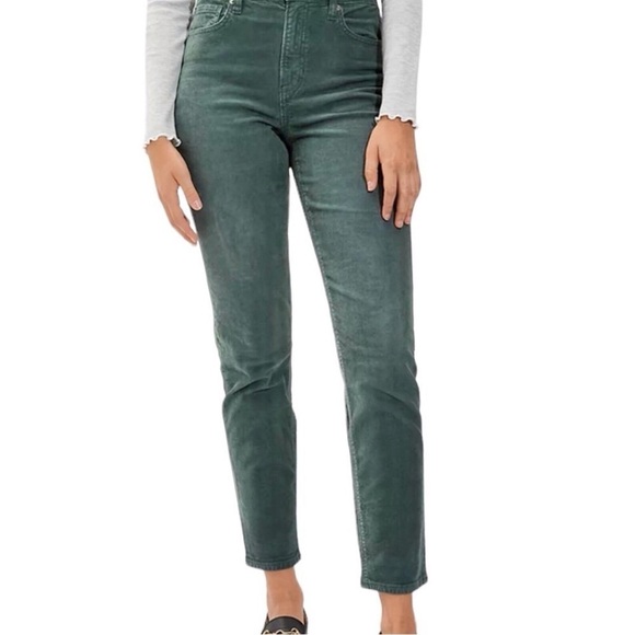 American Eagle 6 Mom Straight Jean Corduroy Stretch Green High Rise Cropped - Picture 1 of 9